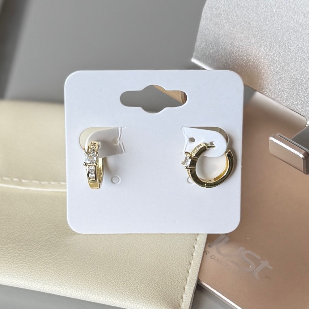 Savvy Cie Stacked Stone Huggie Hoop Earrings
